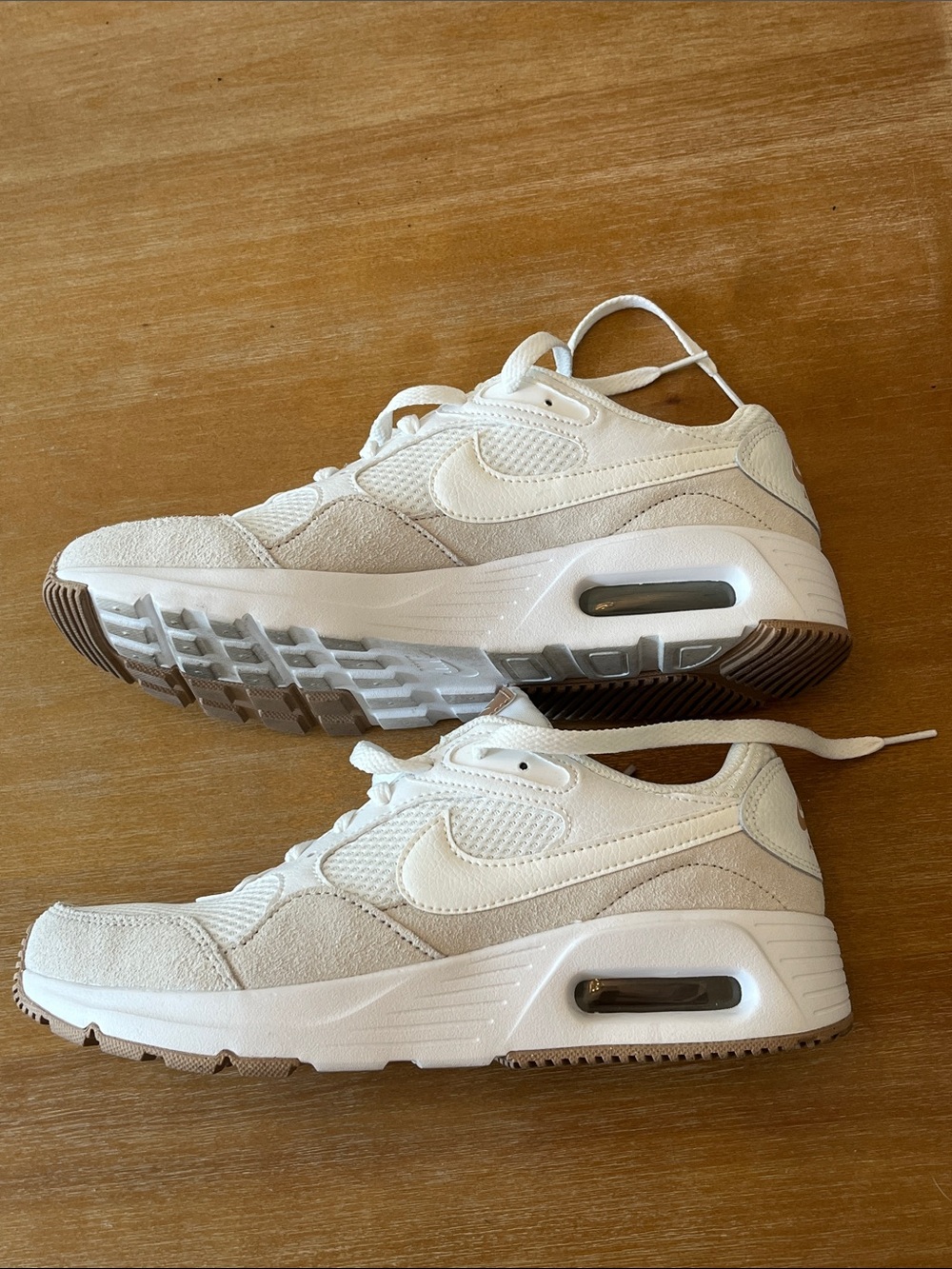 Nike White Mesh Sneakers with Tan Logo Patch - Picture 5 of 6